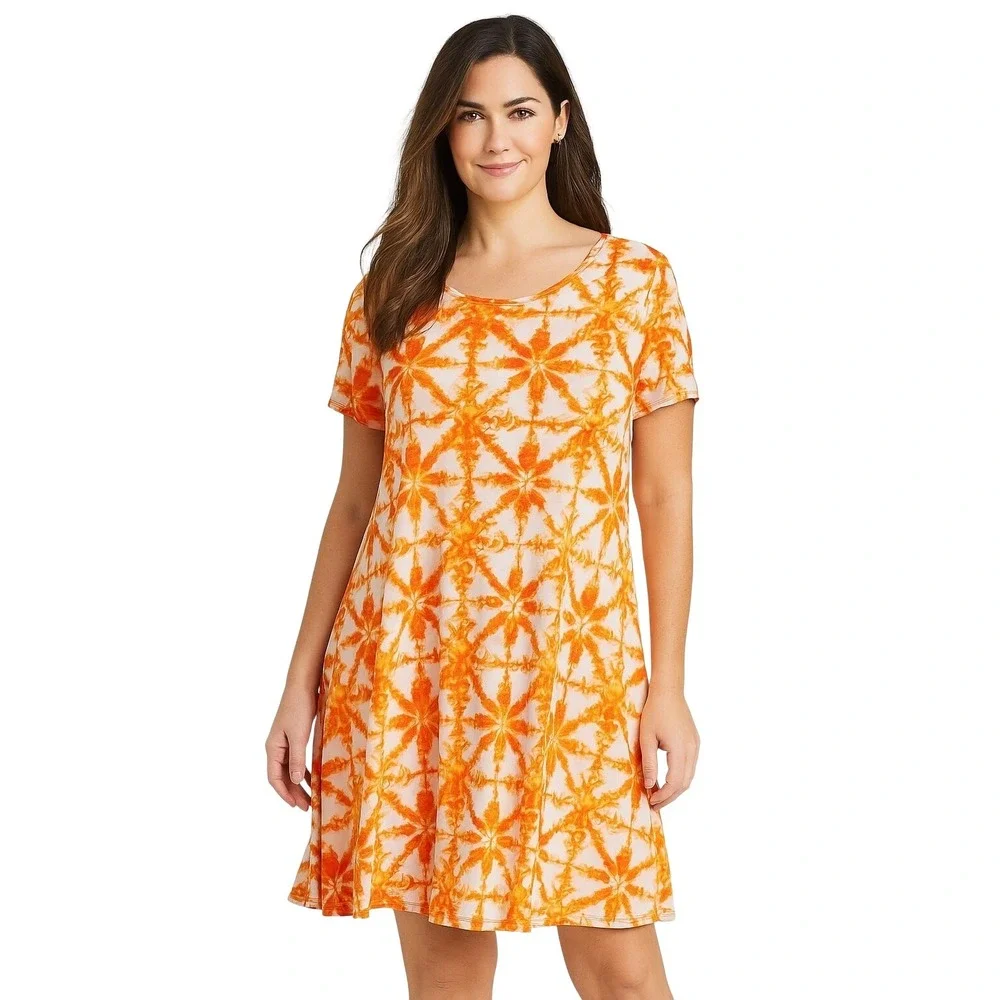 Michael Kors Flare Midi Dress Womens Plus Size 3x Dopamine Beach Vacation Resort